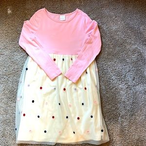 Like new Hanna dress. Top is pink and attached skirt has polka dots.